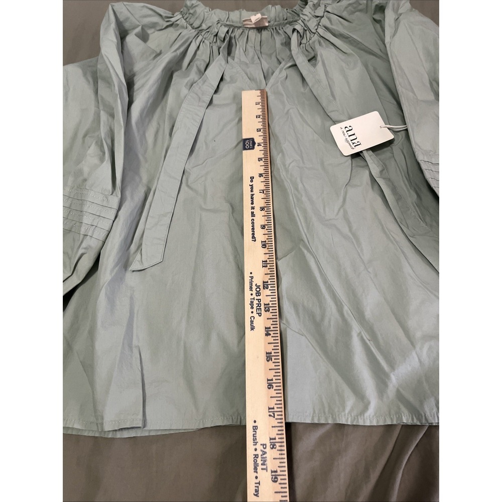 a.n.a Women's Green Smocked Ruffle Neck Blouse, Size XL - Picture 5 of 9